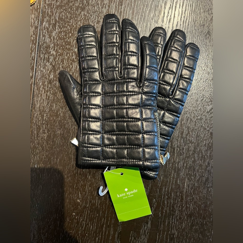 Kate spade black leather gloves NWT